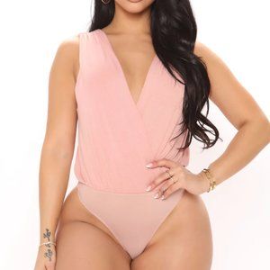 Fashion Nova Don't Be So Surplice Bodysuit in Pink Size Medium